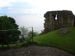 Oil Tanker on the Forth, as seen from Ravenscraig Castle, Kirkcaldy, Fife.