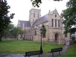 St Jame Parish Church, Grimsby Town Centre shower the North West corner, Grimsby, Lincolnshire.