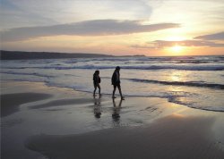 Sunset on Hayle Beach, Cornwall.