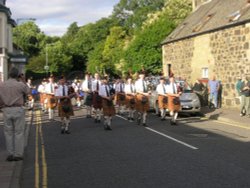 Comrie Pipe Band during Canada Day in Comrie