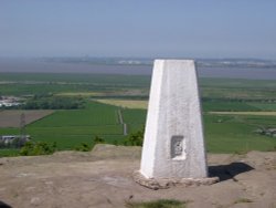 Summit of Helsby hill looking over River Mersey towards Liverpool.