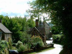 Goodrich Village in Herefordshire, showing Ye Olde Hostelrie Hotel