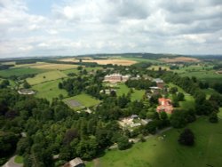 Bryanston, Dorset. Bryanston School buildings and surrounding area - taken from a model helicopter.