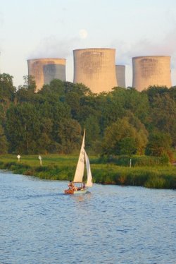 Boating on the River Trent near Trent Lock, Long Eaton, Derbyshire