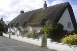 Thatched cottages in Amesbury Village, Wiltshire. 2005
