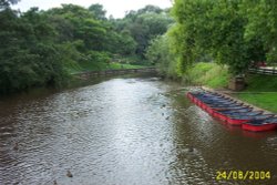 The boating lake at Morpeth Park, Northumberland.