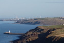 Whitehaven West Pier from Barrowmouth cliff tops. Whitehaven, Cumbria