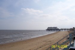 Pier at Cleethorpes, in over cast conditions in September.
