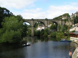 A view of the viaducts which dwarf the river at Knaresborough