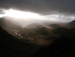 Looking south west from Bow Fell, in the Lake District, November 2006