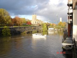 A view across Avon from Bristol Bridge, Bristol, Somerset.