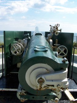 A big gun at the Fort looking over the sea at Newhaven, East Sussex.