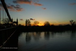 London River Thames Hammersmith Bridge Sunset from the bridge.