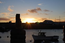 Axmouth Harbour, Devon. Winter sunset.