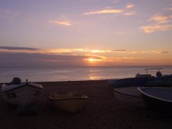 October sunrise from Hallsands beach, Devon.