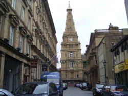 Halifax Town Hall from Princess St, designed by Sir Charles Barry in 1859