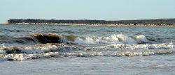 Looking towards Hengistbury Head from Highcliffe beach, Highcliffe, Dorset