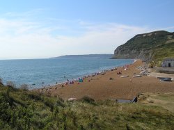 Seatown and Golden Cap, looking west, Dorset coast.