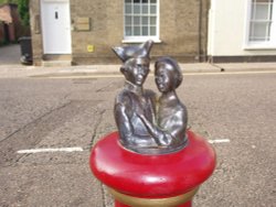 Gainsborough and his wife, part of guided walk round Sudbury, Suffolk