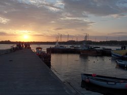 Beadnell harbour, sunset, Northumberland