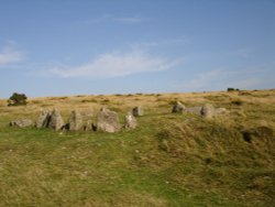 Nine Maidens stone circle at Belstone Tor on Dartmoor, Devon