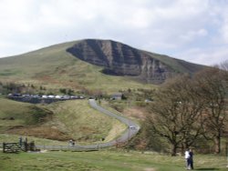 A view from Blue John mine looking at Mam Tor