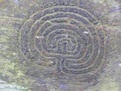 Prehistoric petroglyph in The Rocky Valley, Tintagel, Cornwall