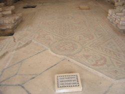 Old Ceremic Roman floor at North Leigh Roman Villa, Oxfordshire