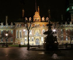 Leicester Town Hall Square at night