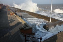 Bridlington high tide in April 2