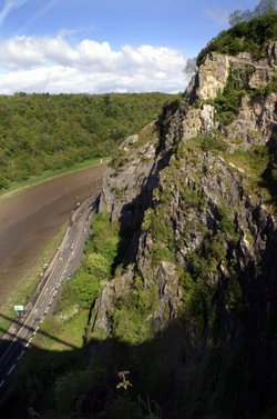 Looking down to the road.