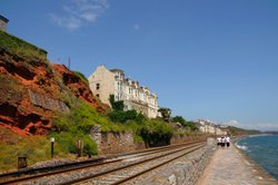 Dawlish promenade and red cliffs June 2009