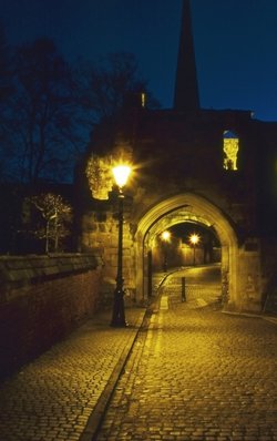 Castle view at night.