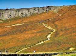 Rock climbers on Stanage Edge