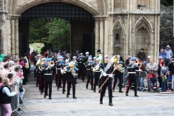 Marching out of Abbey Gardens