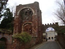 Rougemont Castle, the eleventh-century Norman gate tower.
