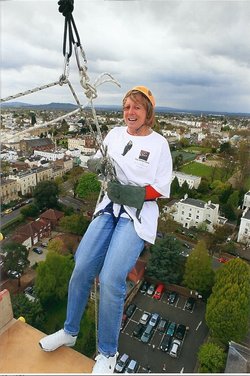 Flying off Eagle Tower, Cheltenham