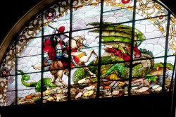 St George slaying the Dragon. St Georges Hall, Liverpool