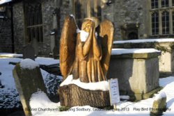 Wooden Carved Angel, St John the Baptist Churchyard, Chipping Sodbury, Gloucestershire 2013