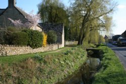 Main Street, Clanfield, and the stream and causeway