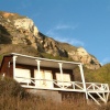 A wintertime shot of a shut up beach house on Branscombe beach, Devon