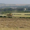 Filey, North Yorkshire. St Oswalds from the cliffs at harvest time