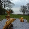 Sea Life Sculpture Eastham Country Park looking over the Mersey