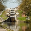 Five Rise Locks at Bingley, on the Leeds-Liverpool Canal, West Yorkshire