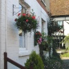 Hanging flower baskets in Winslow, Buckinghamshire