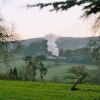 Upper Arley, Worcestershire. In the distance the Severn Valley Railway's Santa Express.