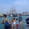 view of HMS Warrior from Harbour tour in Portsmouth's Docks