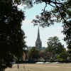 Chichester Cathedral from  the city walls in Priory Park