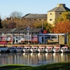 View across the Thames at the Old Gaol and Abingdon Boat Centre, Abingdon, Oxfordshire.