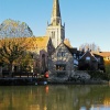 View across the Thames at St Helen's Church, Abingdon, Oxfordshire.